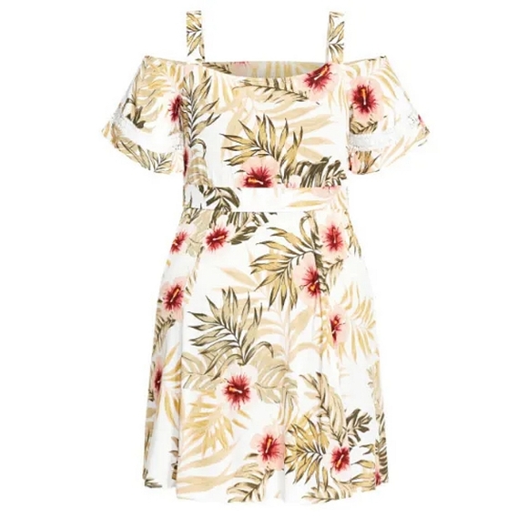 🎉4xHP🎉 NWOT City Chic Floral Summer Cold Shoulder Dress, 24 / XXL 🌺🌿 - Picture 4 of 8